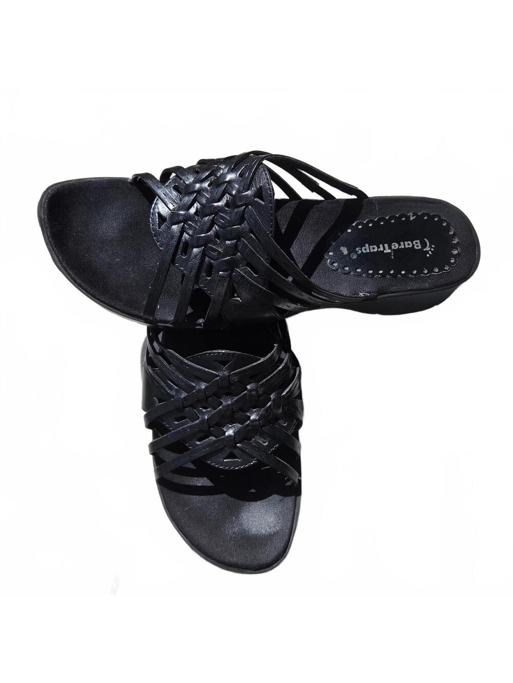 Bare Traps Black Woven Strap Slip-On Sandals sz 8.5